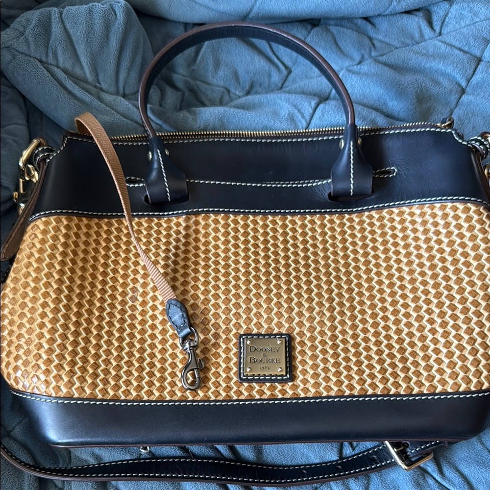 Dooney & Bourke Tan and Black Woven Tote